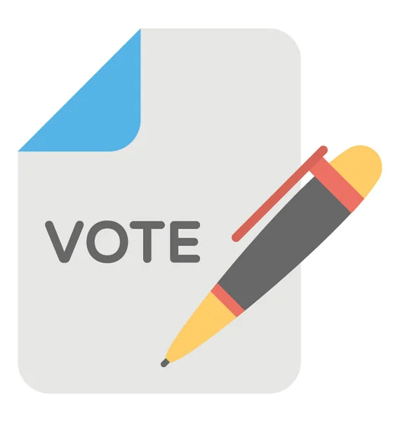Papel Que Indica Voto Bolígrafo Que Simboliza Voto Fundición Icono — Vector de stock