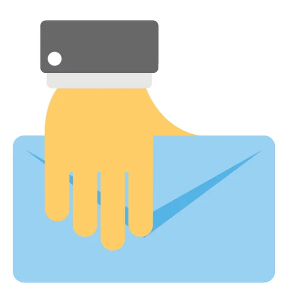 Flat Icon Design Persons Hand Envelope Symbolising Referendum — Stock Vector