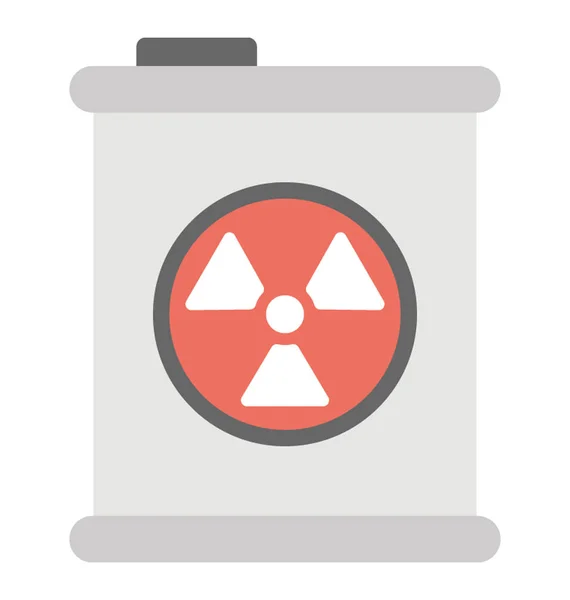 Barril Ácido Com Sinal Radiação Tóxico Ícone Plano —  Vetores de Stock