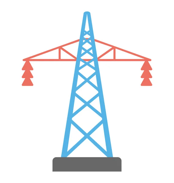 Elektriciteit Pyloon Vector Pictogram Vlakke Stijl Power Transmission Toren — Stockvector