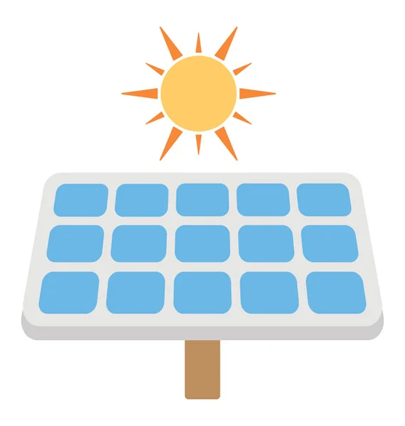 Güneş Enerjisi Paneli Düz Vektör Simgesi — Stok Vektör