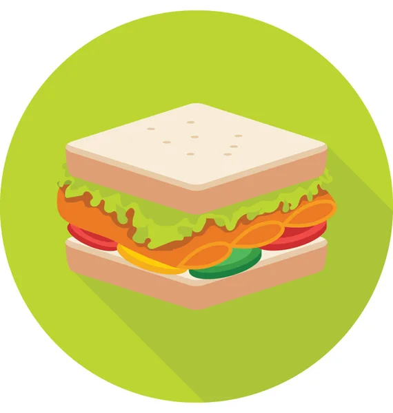 Ikon Vektor Berwarna Sandwich - Stok Vektor