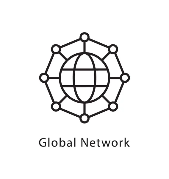 Globales Netzwerk Vektor Liniensymbol — Stockvektor