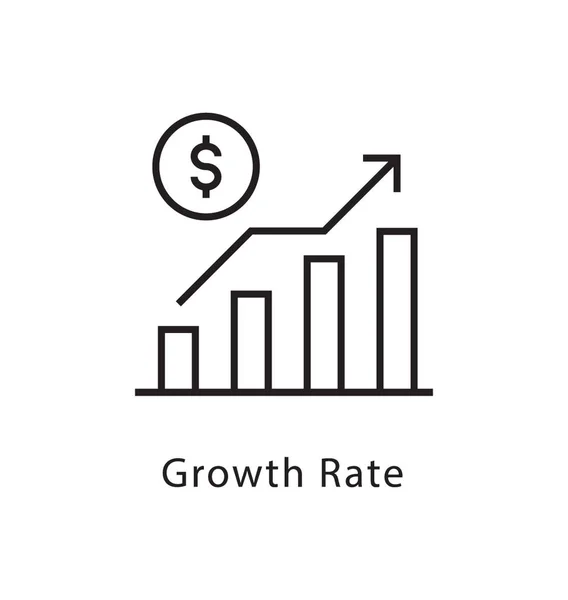 Rata Creștere Vector Line Icon — Vector de stoc