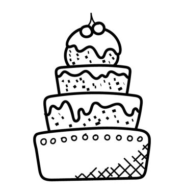 Doodle Icon bir büyük parti pasta