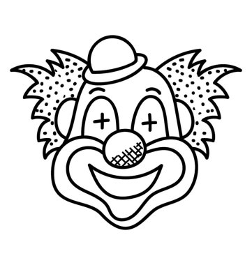 Bir palyaço yüzü, mükemmel elle çizilmiş karakter