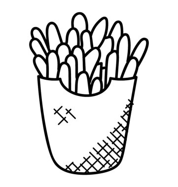 Mükemmel bir el bir paket patates kızartması çizimi