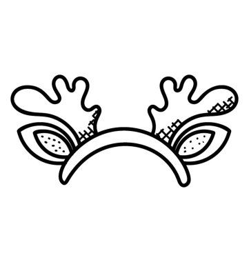 Neşeli Noel Ren geyiği geyik boynuzu doodle