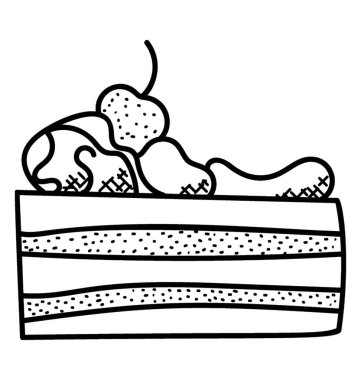 Bir sünger kek meyve süslemeli, doodle simgesi 