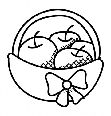 Hediye sepeti ya da meyve sepeti doodle simgesi 