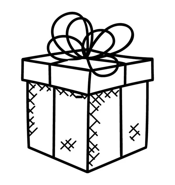 Doodle Einer Geschenkbox Für Verpackungszwecke — Stockvektor