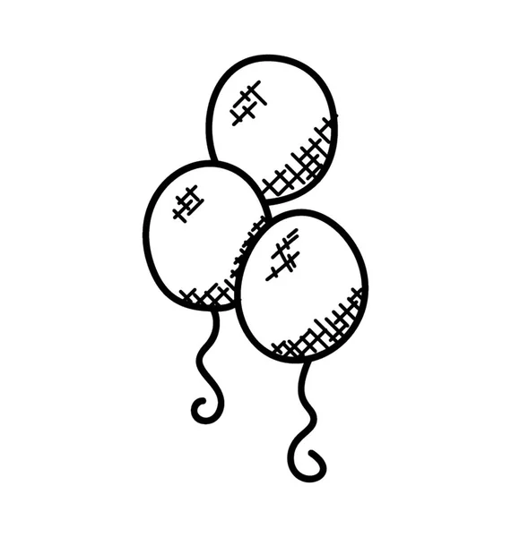 Caniche Cinq Ballons Décorations Fête — Image vectorielle