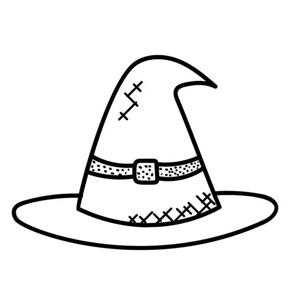 Ένα Καπέλο Μάγισσας Μαγεία Doodle Εικονίδιο — Διανυσματικό Αρχείο