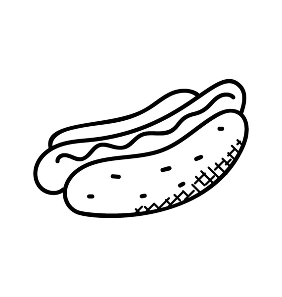 Party Food Doodle Icon Hotdog — Stock Vector