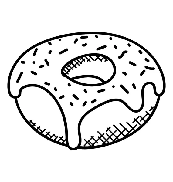 Ett Konditori Bageri Objekt Doodle Donut — Stock vektor