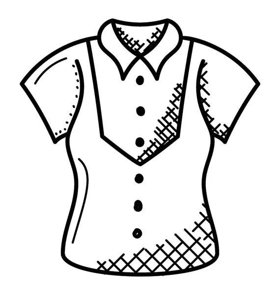 Short Sleeved Blouse Lady Waistcoat Doodle — Stock Vector