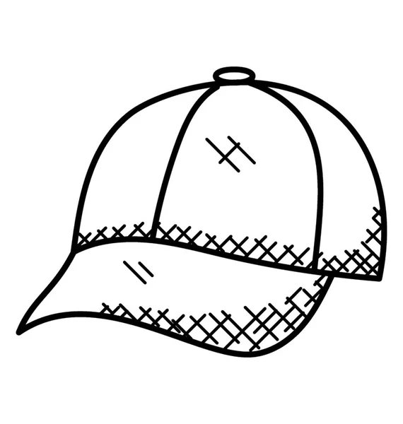 Hand Drawn Sketch Summer Sun Shade Cap — Stock Vector