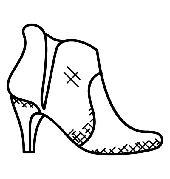 Botas Negras Femeninas Calzado Femenino Dibujado Mano — Vector de stock