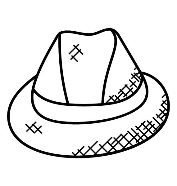 Sombrero Paja Panama Verano Dibujado Mano — Vector de stock