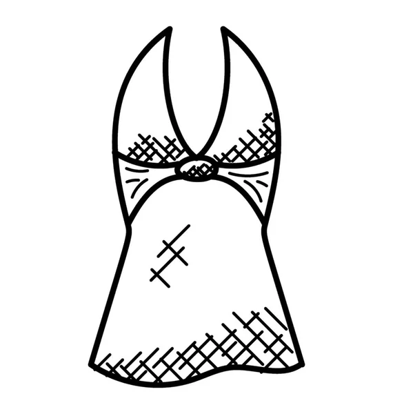 Vestido Sem Alças Verão Usar Doodle — Vetor de Stock