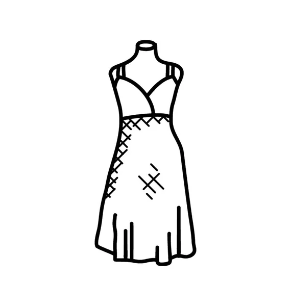 Mädchen Ärmelloses Sommerkleid Doodle — Stockvektor