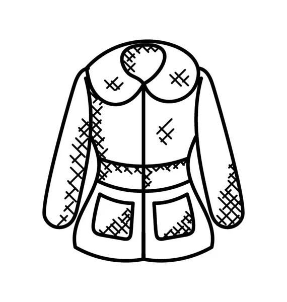 Płaszcz Zimowy Nosić Futra Doodle Projekt Ikonę — Wektor stockowy