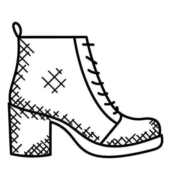 时尚风格鞋跟运动鞋手绘图标 — 图库矢量图片