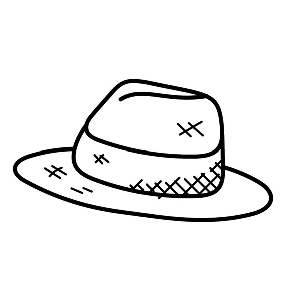Magnifique Chapeau Plage Arrondi Chapeau Été Doodle — Image vectorielle