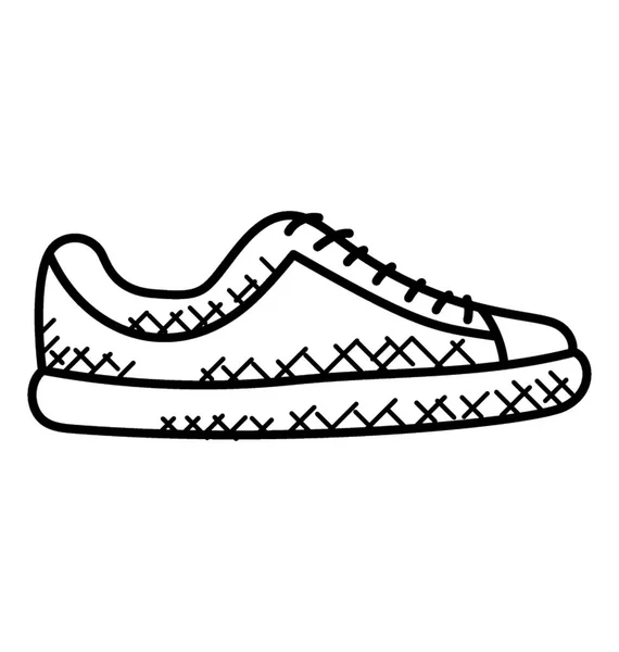 Hand Drawn Sneaker Unisex Lace Shoes Sports — Stock Vector