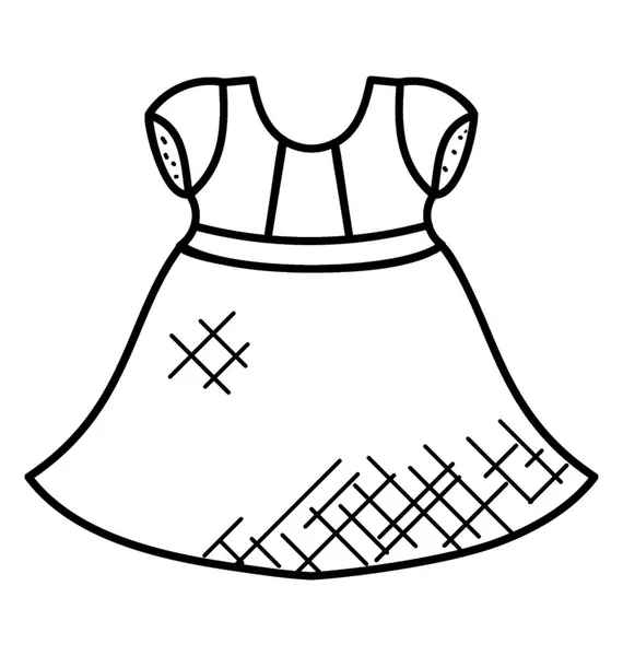 Lindo Vestido Menina Vestido Doodle — Vetor de Stock
