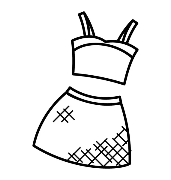 Ein Einfaches Und Schönes Rockkleid Frauenkleidung Doodle — Stockvektor