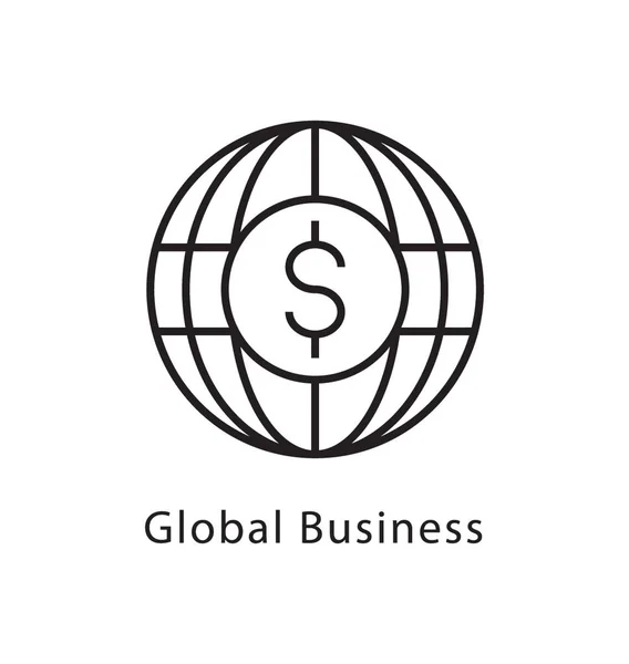 Global Business Vector Line Icon — Stock Vector