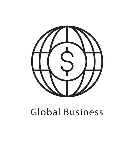 Icono Línea Vectorial Global Business — Archivo Imágenes Vectoriales