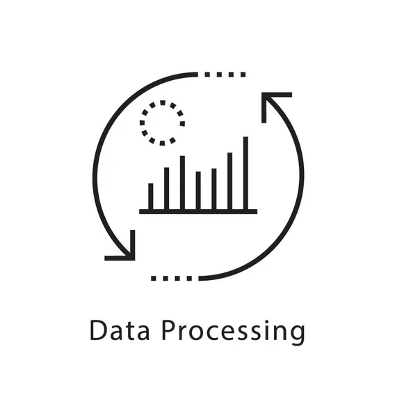 Processamento Dados Vector Line Icon —  Vetores de Stock