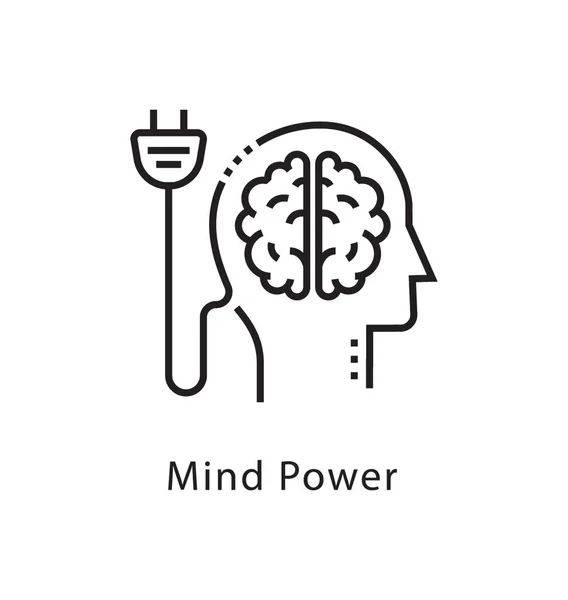 Mind Power Vector Line Icon — Stock Vector