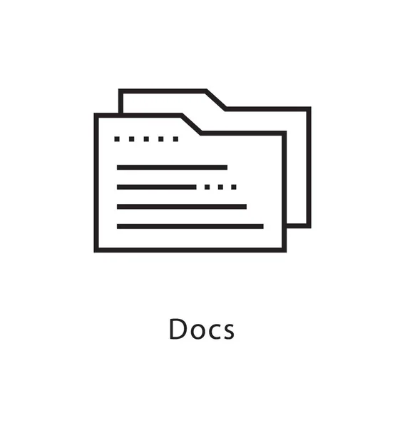 Docs Icône Ligne Vectorielle — Image vectorielle