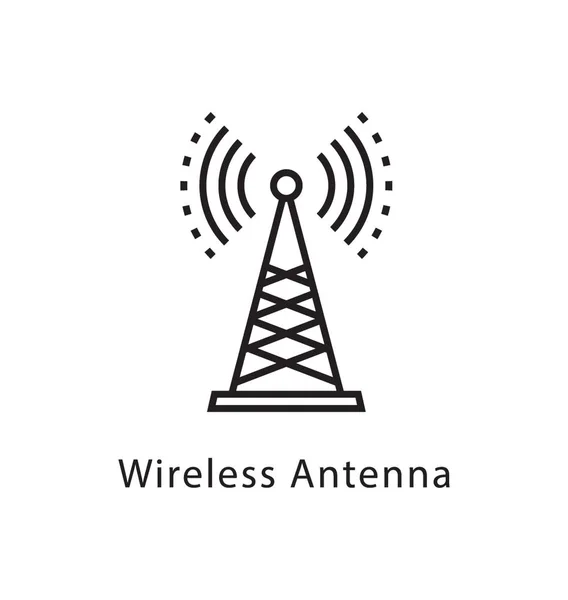 Icono Línea Vectores Antena Inalámbrica — Archivo Imágenes Vectoriales