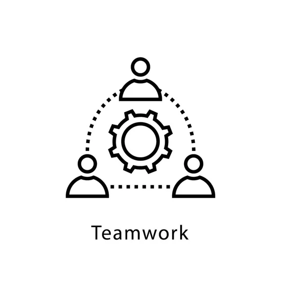 Teamwork Vector Lijn Pictogram — Stockvector