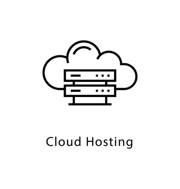 Bulut hosting vektör satırı simgesi