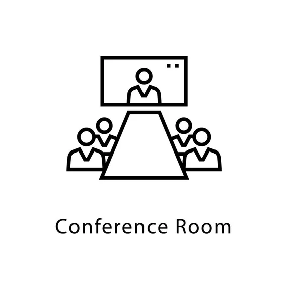 Sala Conferências Vector Line Icon — Vetor de Stock