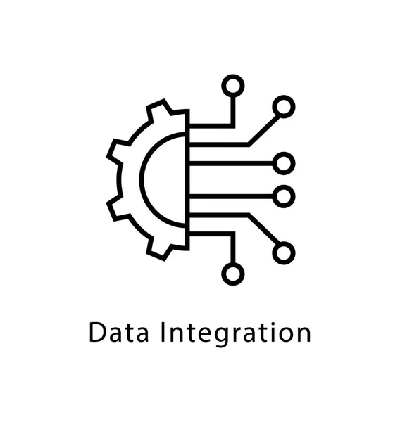 Ikona Linii Vector Integracji Danych — Wektor stockowy