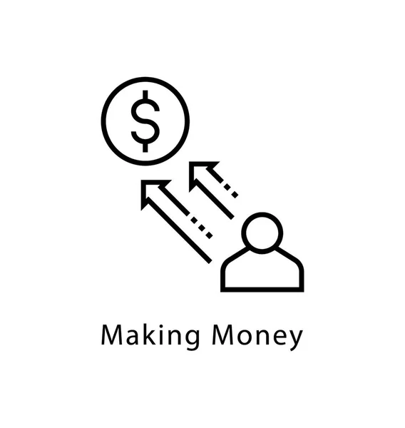 Making Money Vector Line Icon — Stock Vector