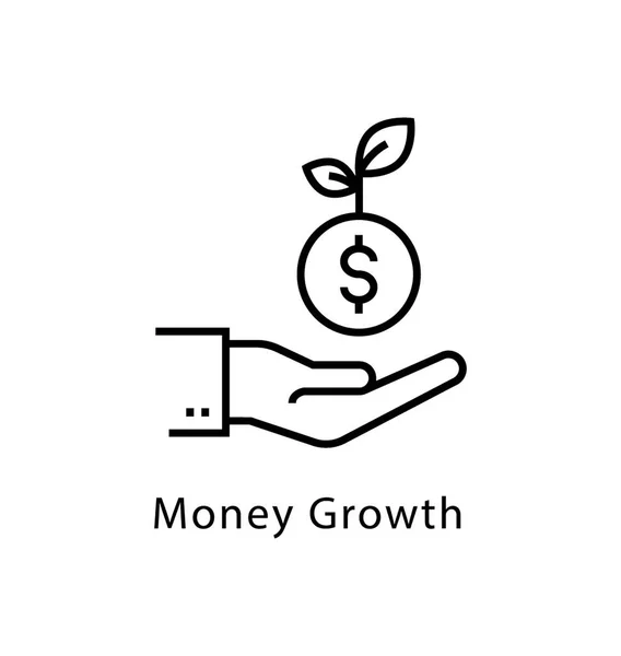 Money Growth Vector Line Icon — Stock Vector