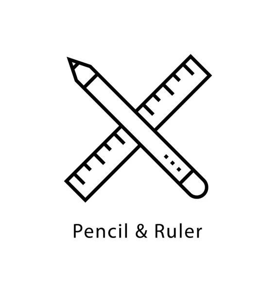 Pencil Ruler Vector Line Icon — Stock Vector