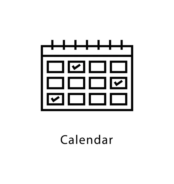 カレンダー ベクトル線アイコン — ストックベクタ