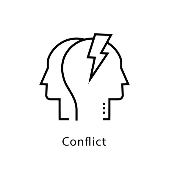 Conflict Vector Line Icon — Stock Vector