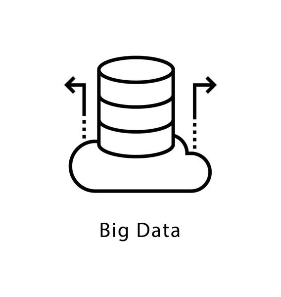 Icono Línea Vectorial Big Data — Vector de stock