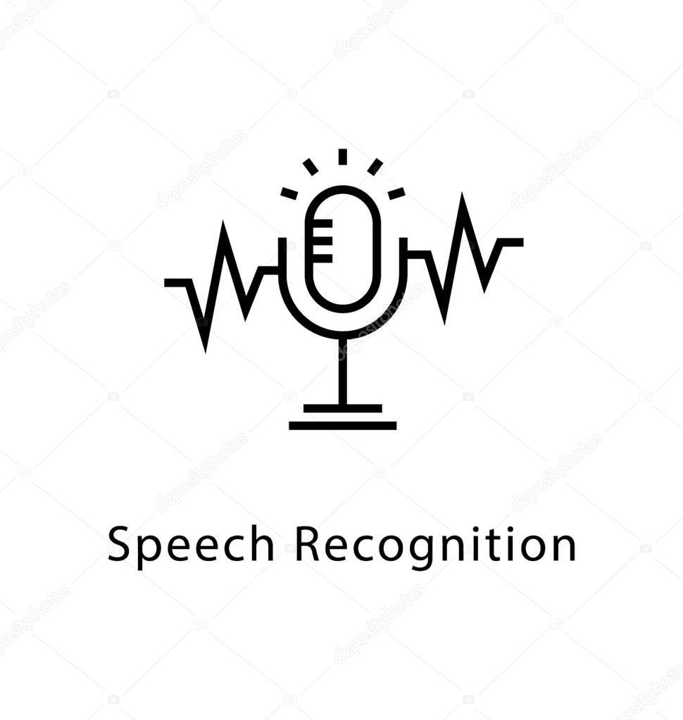 Speech Recognition Vector Line Icon 