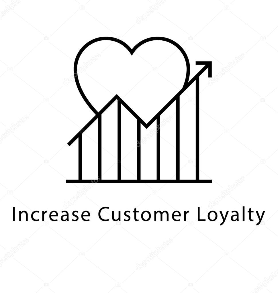 Increase Customer Loyalty Vector Line Icon 