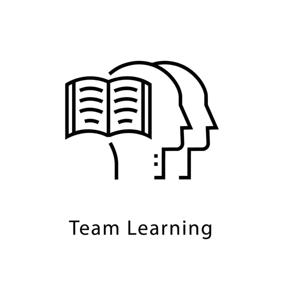 Team Learning Vector Line Icon — Stock Vector